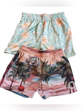 Overtime Men’s Small Mesh Basketball Shorts Bundle Tropical Print Adult S